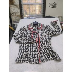 Vintage PAPELL 100% Silk Blouse 80s Dalmatian Print Size 8 Festive Business Y2k